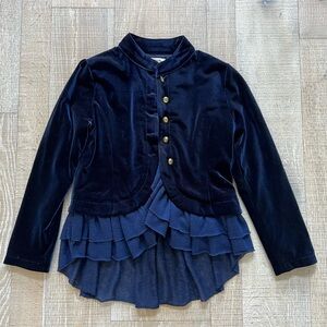 Joyfolie Navy Velvet Velour Blazer for Kids size 12